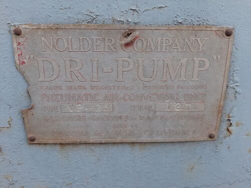 Nolder #VP-25, pneumatic conve, 38" diameter x 24" straight side hopper, 40" deep cone, 12" diameter - Image 7