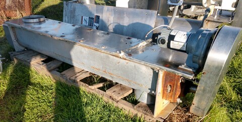 7.5" diameter x 4' long, Screw Conveyor, Stainless Steel, 8" width Stainless Steel trough, 6" diameter Inlet - Image 1
