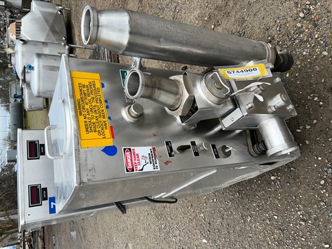APV Crepaco #S430, Fruit Feeder, Stainless Steel, 16" x 17" x 16" deep hopper, 4" diameter x 20" L bottom - Image 1