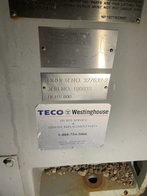700 HP 1800 RPM Teco Westinghouse, Frame 4010, WPIISB, 4000 Volts (2 available) - Image 8