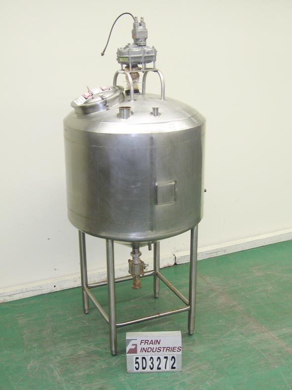 300 gallon Crepaco, 316 Stainless Steel jacketed mix tank, 50" ID x 39" straight wall, dome top, cone bottom - Image 1