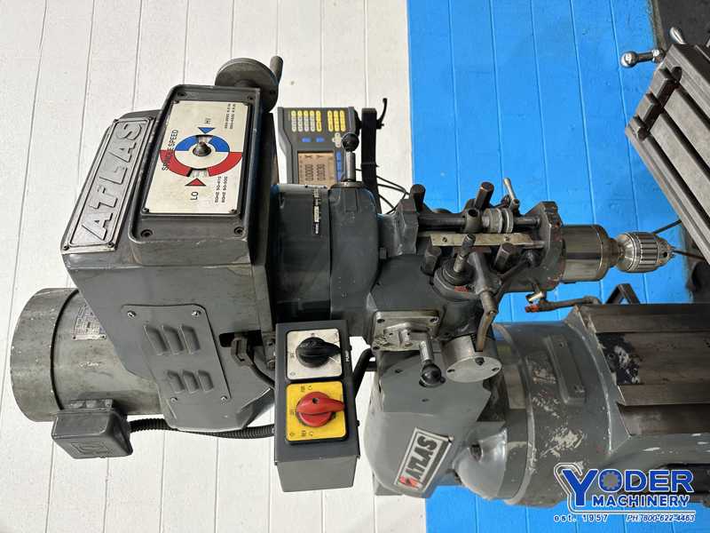 Atlas / Clausing #2VSO8, ram type vertical mill, 9" x49" table, 2 HP, digital read out, one shot lube, #77243 - Image 5