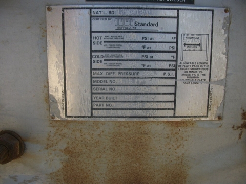 30 sq.ft., Tranter, PF15, plate heat exchangers, (37) 9-3/4" x 28" S/S plates, 2" inlet/outlet, 150 psi @ - Image 5