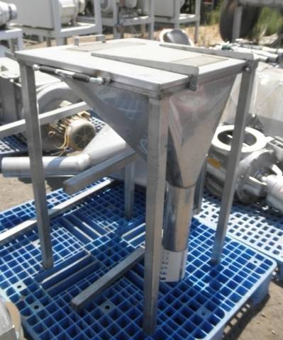 5 cu.ft. Hopper, Stainless Steel, 24" width x 24" L x 14" deep, 12" long discharge pipe w/4" diameter Outlet - Image 1
