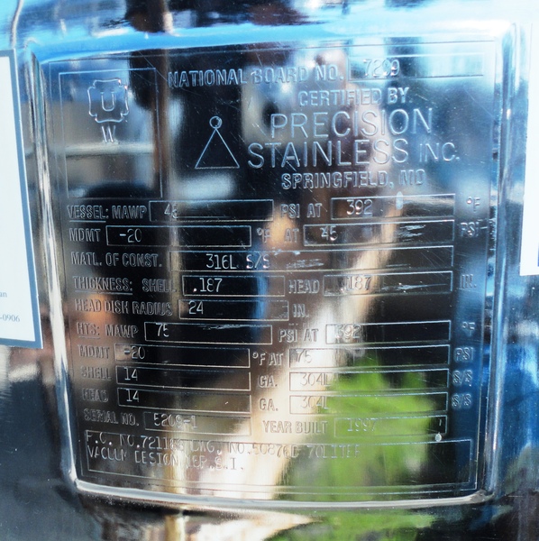 18 gallon Precision Stainless, kettle, Stainless Steel, 1.5" center bottom discharge, 75 psi @ 392°F, 45 - Image 8