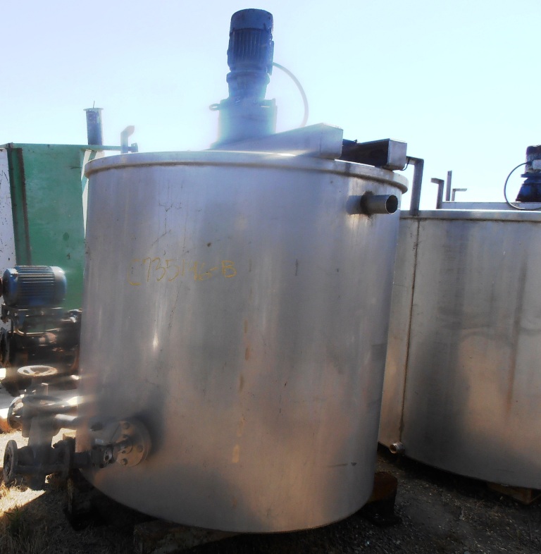 750 gallon Stainless Steel Tank, Agit, 3 HP, 5-1/2' diameter x 4'10" straight side (4 available) - Image 3