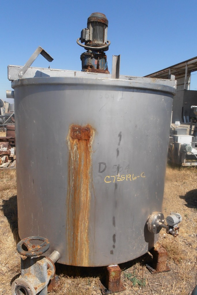 750 gallon Stainless Steel Tank, Agit, 3 HP, 5-1/2' diameter x 4'10" straight side (4 available) - Image 5