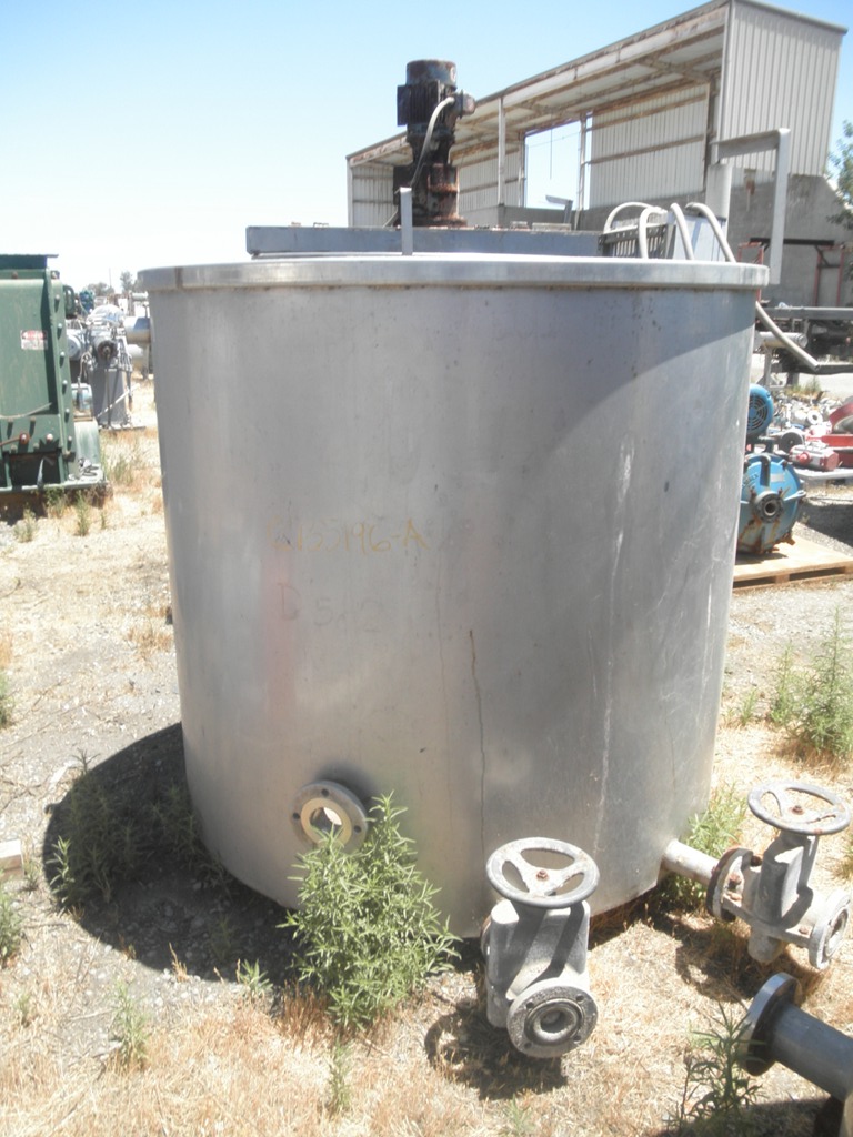 750 gallon Stainless Steel Tank, Agit, 3 HP, 5-1/2' diameter x 4'10" straight side (4 available) - Image 9