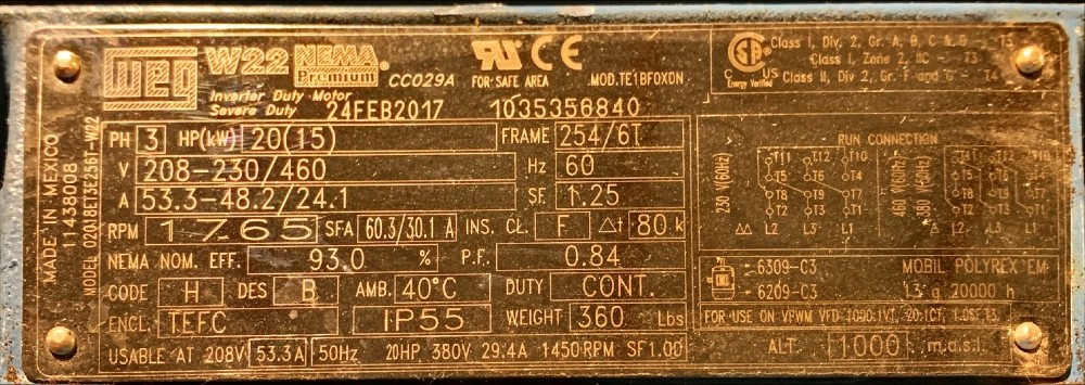 85 HP, Falk 1120FC3A, gear reducer, 88.15 ratio, Weg 20 HP motor - Image 6