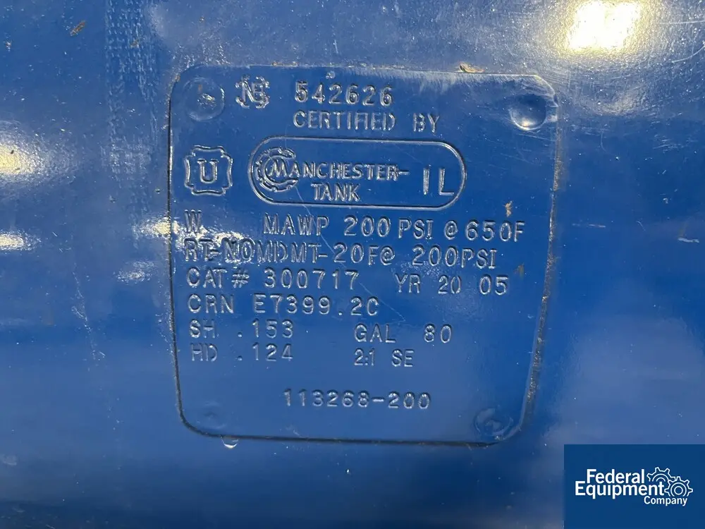 5 HP Quincy #QRDS-3-80S, Air Compressor Tank, 100 psi, S/N 20051222-0141 - Image 3
