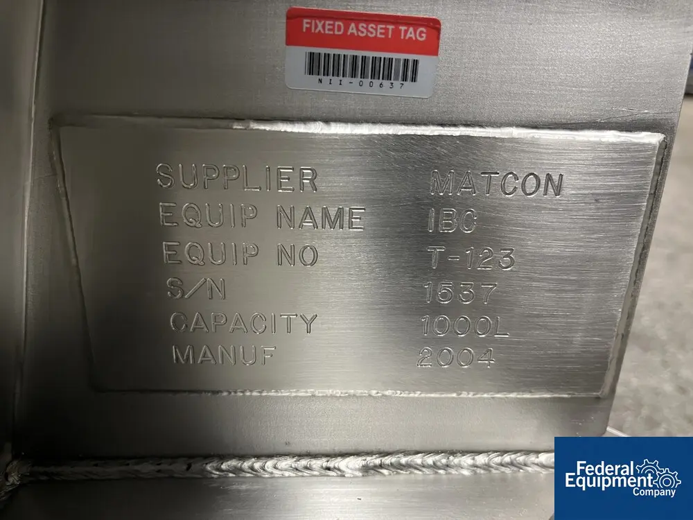 Matcon IBC Bin, Stainless Steel, 1000 Liter, cone bottom type, powder bin type - Image 2