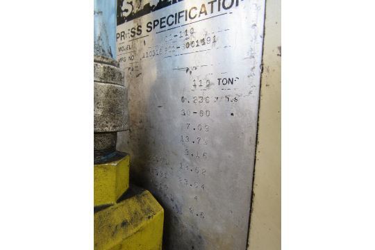 121 Ton, Stamtec #G1-110, gap frame press, 7.08" stroke, 13.78" Shut Height, Wintriss Smart Pac 2, #14245J - Image 8