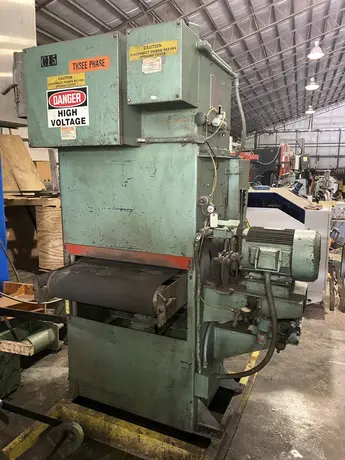 24" x 85" Cemco, Heavy Duty Belt Sander, powered conveyor, manual table height adjustment - Image 1
