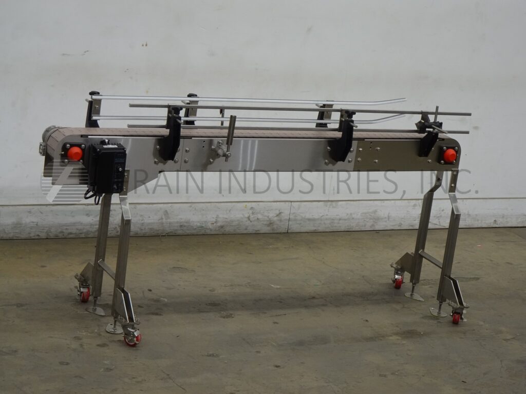 4.5" wide x 6.8' long, Stainless Steel table top conveyor, 36"-38" infeed/discharge range, 1/2 HP drive with - Image 1