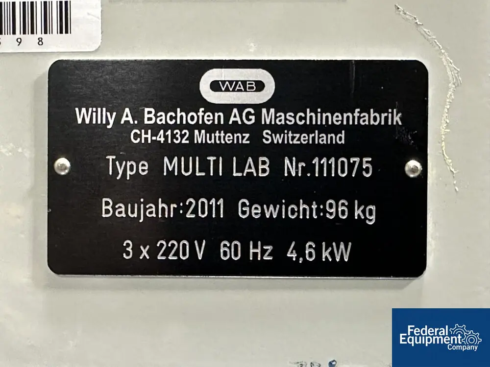 WAB Dyno-Mill #Multi-Lab, media mill, .6 liter jacketed ceramic lined chamber, ceramic KD discs, 4.5 kw - Image 3