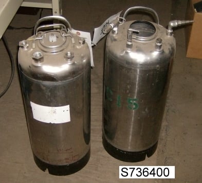 5 gallon Millipore, Stainless Steel Tank, 9.5" diameter x 17" straight side, 100 psi liquid (2 available) - Image 1