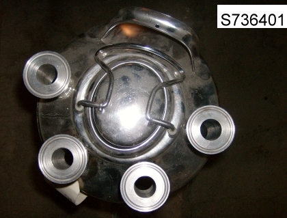 7 gallon Stainless Steel Tank, 10" diameter x 21" straight side, (4) 1/2" top inlets, mounted on 2" skirt - Image 2