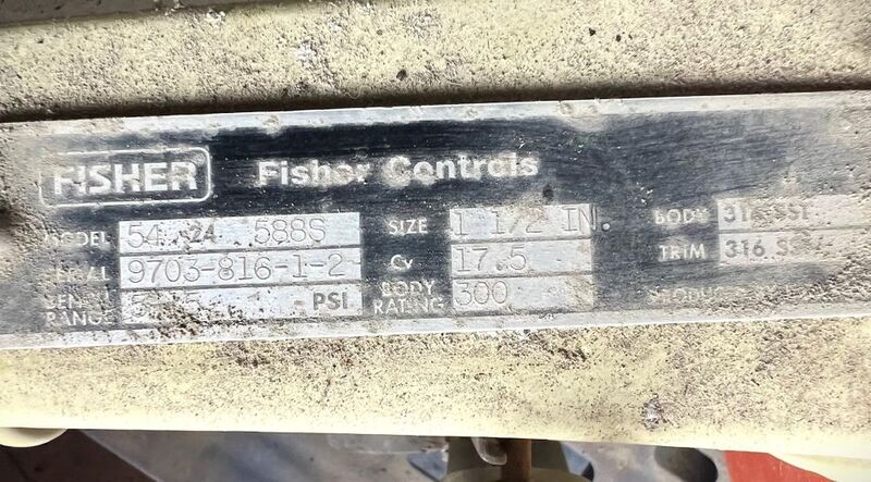 1.5" Fisher Baumann #54-24-588S, Stainless Steel pneumatic Control valve, w/ valve positioner - Image 2
