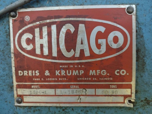 90 Ton, Chicago Dreis & Krump #1416-l, mechanical press brake, 16' overall, 174" between housing, 3" stroke - Image 2