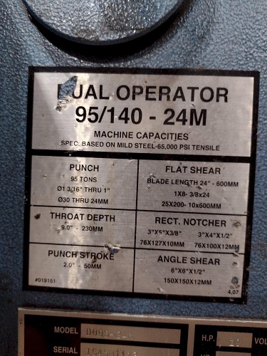 6" x 6" x 1/2" Scotchman #95/140-24M, dual operator hydraulic ironworker, 95 ton, 10 HP - Image 7