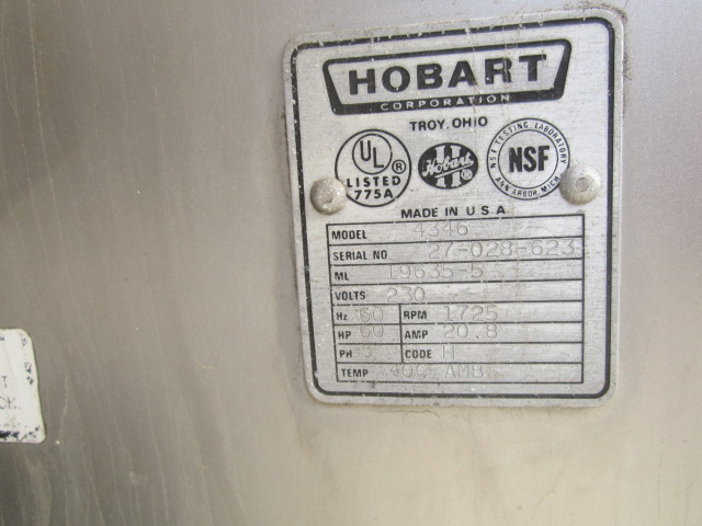 Hobart #4346, Grinder, 3 cu.ft. capacity, 23" width x 18" L x 24" deep Chamber, 3" diameter Auger discharge - Image 3