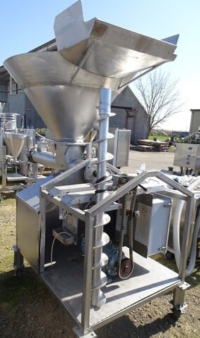 Stainless Steel Stuffer, 6" diameter x 46" L barrel, 4" discharge. 49" diameter x 36" deep hopper, start/stop - Image 3