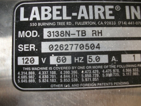 Label-Aire #3138-N-TB, Printer Applicator, 7.2" width x 7" tall Label capacity, 17" print engines, 4 CFM @ 90 - Image 2