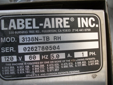 Label-Aire #3138-N-TB, Printer Applicator, 7.2" width x 7" tall Label capacity, 17" print engines, 4 CFM @ 90 - Image 3