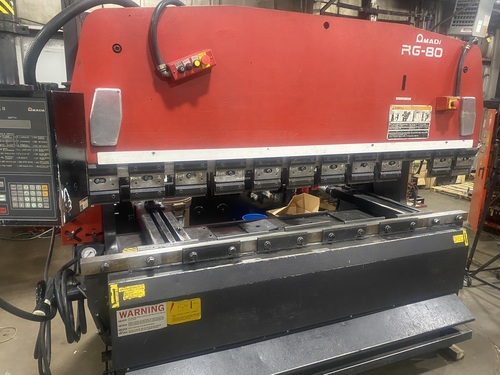 88 Ton, Amada #RG-80M, CNC press brake, 8' overall, 86" between housing, 3.93" stroke, 10.67" Shut Height - Image 1