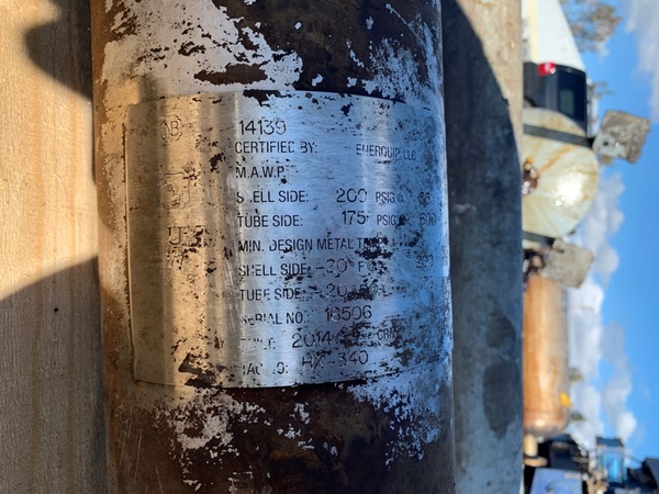 50 sq.ft., 200 psi shell, 175 psi tube, Enerquip, Stainless Steel shell ...