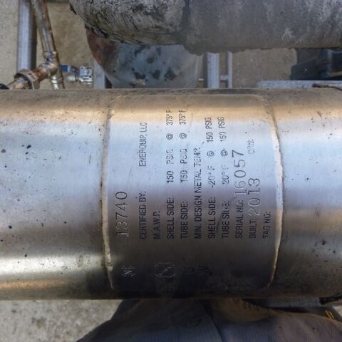150 psig, Enerquip, Stainless Steel shell & tube heat exchanger, heat transfer pump skid, (4) pumps, 2013 - Image 4