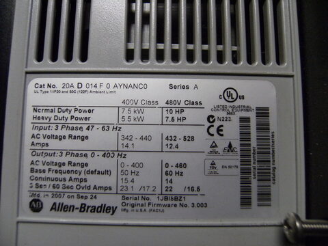 10 HP Allen-Bradley, Powerflex 70, AC drive, 480 Volts - Image 2