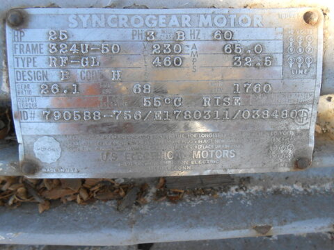 25 HP 1760 RPM U.S. Syncrogear Syncrogear, Frame 324U-50, AC gear motor, 230/460 Volts - Image 4