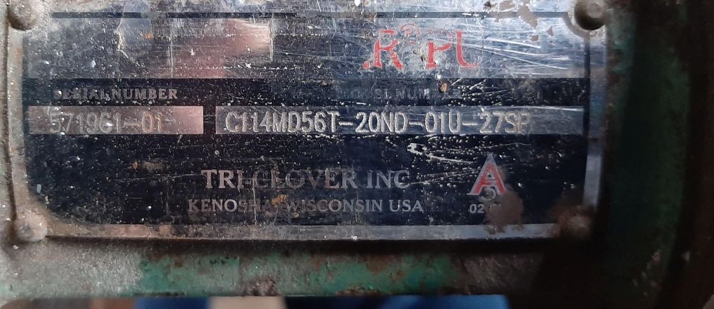 60 GPM @ 40' TDH, Tri-Clover #C114MD56T-S, 316 Stainless Steel centrifugal pump, 1 HP, 1.5" inlet, 1" outlet - Image 6