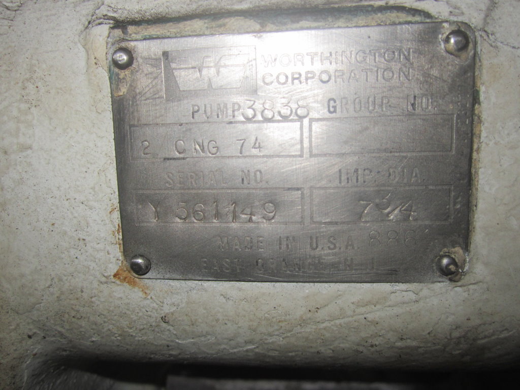 Worthington #2CNG74, D1 construction centrifugal pump, 3" inlet, 2" outlet, less drive - Image 3
