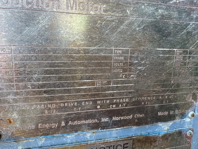 700 HP 3565 RPM Siemens, Frame 509UY, weather protected enclosure type 2,D-Flange,BB, 1.15 service factor - Image 5