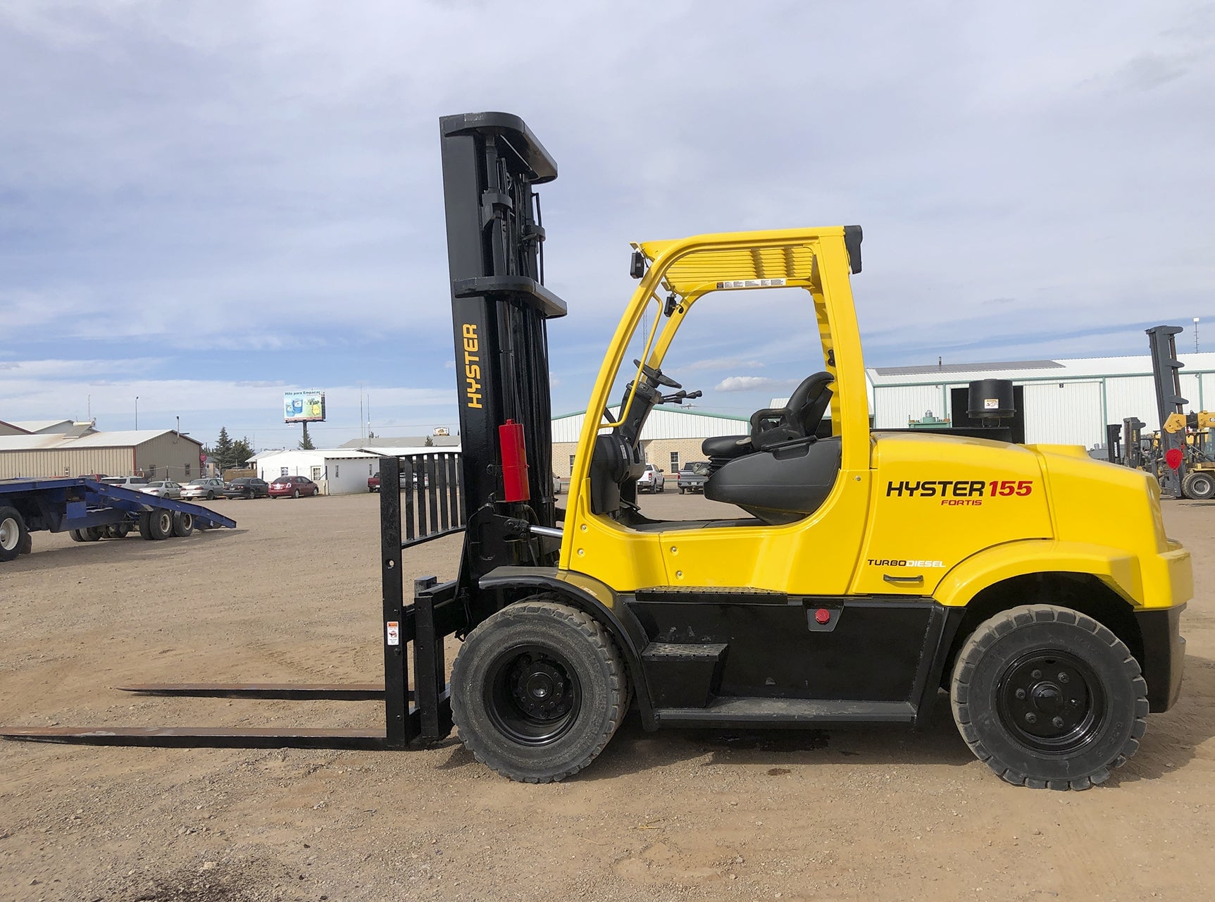15500 lb. Hyster #H155FT, forklift, 173" lift height, Cummins engine, diesel fuel, solid tires, side shift, 2 - Image 2