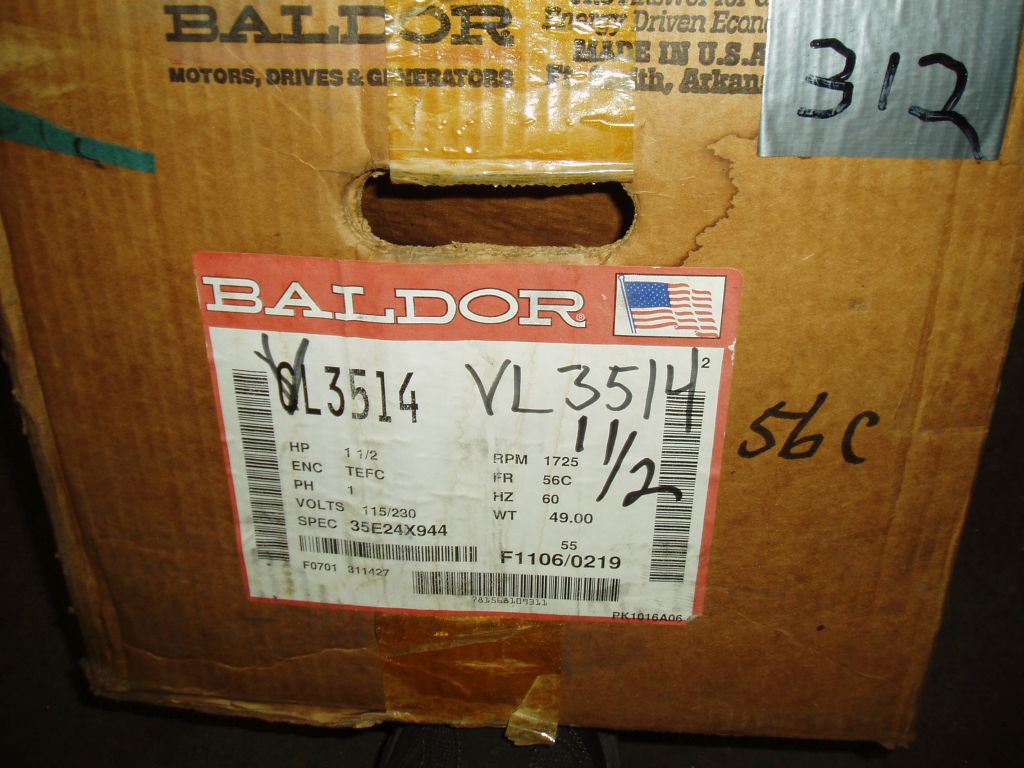 1.5 HP 1725 RPM Baldor #VM3514, Frame 56C, Motor Drive, 115/230 Volts - Image 4