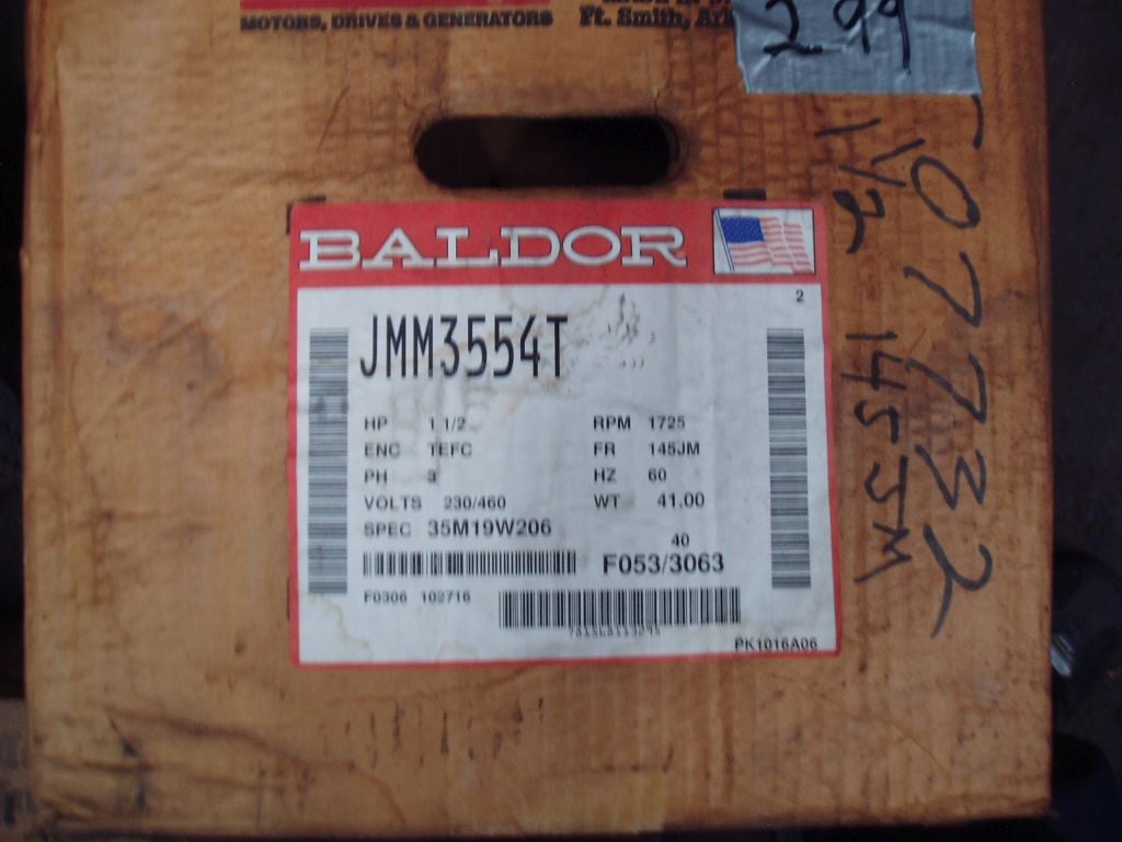 1.5 HP 1725 RPM Baldor #JMM3554T, 145JM Frame, Motor Drive, 230/460V - Image 1