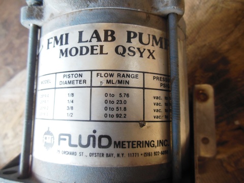 FMI #QSYX-1, Lap Pump, Stainless Steel, 1/4" piston diameter, 0 to 23 ml/min, 10-100 PSIG - Image 4