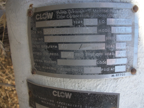 Clow #B-163, Vertical Sump Pump, 316 Stainless Steel, 40 GPM @ 160', 15 HP, 59" pump H, 220/440V - Image 5