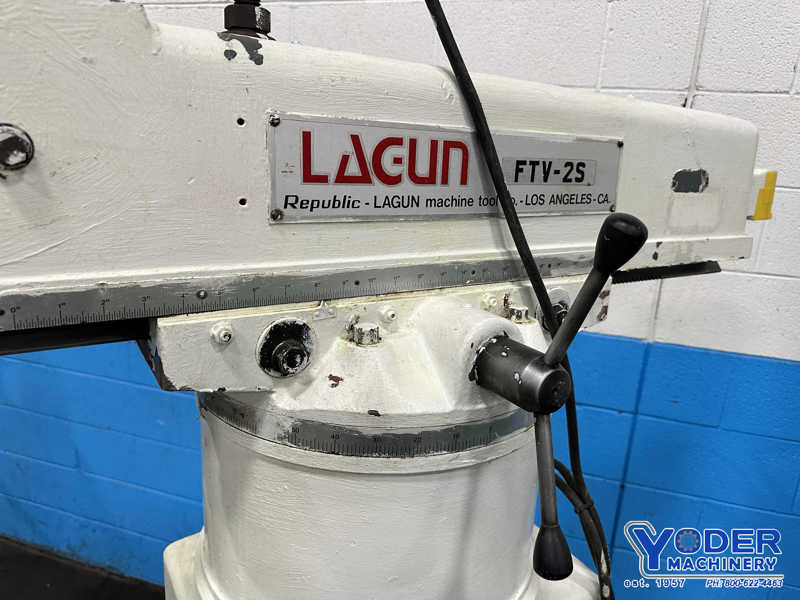 Lagun #FTV-2S, ram type manual vertical mill, 10" x50" table, 2 HP, harden ways, power draw bar - Image 5
