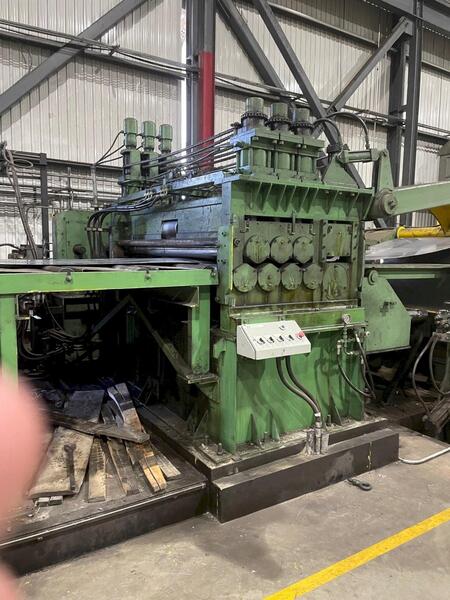 72" x 5/16" Julius #DR-1507, flattener, 7-rolls, 6" roll diameter, motorized roll adjustment, 125 HP - Image 1