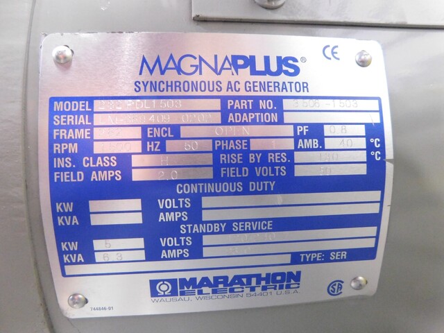 5 KW, 1500 RPM, Horlick 282PDL1503 Magnaplus, synchronous AC generator, 10/7.5 HP, 1 phase - Image 9