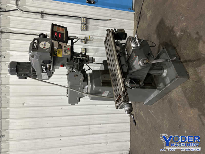 Lagun, ram type vertical mill, 9" x42" table, 2 HP, Mini Wizard 2-Axis digital read out, one shot lube - Image 3