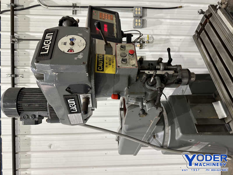 Lagun, ram type vertical mill, 9" x42" table, 2 HP, Mini Wizard 2-Axis digital read out, one shot lube - Image 4