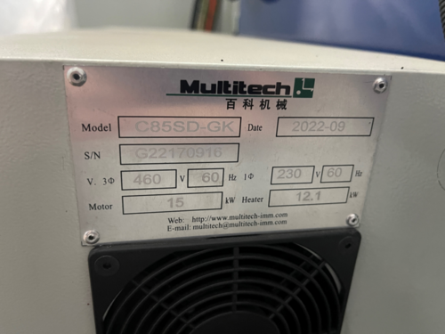 94 Ton, 6.8 oz., Multitech #C85-SD-GK, vertical injection molding machine, 50mm screw - Image 8