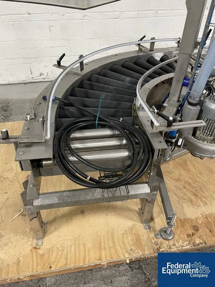 16" wide x 36' long, CPW Powered Roller Conveyor, (2) 90° rubber roller sections, all powered, with vacuum - Image 6