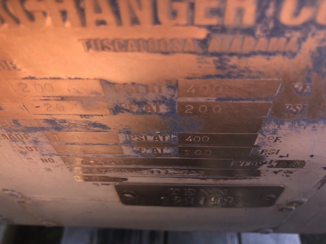 86 sq.ft., 200 psi shell, Southern Heat Excanger, 100 psi tube, 400&deg; F, 1988 - Image 2