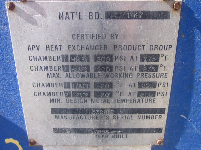 464 sq.ft., APV, R5MGS16, plate heat exchanger, 200 psi, 250&deg;F, 85 plates, 1998 - Image 6